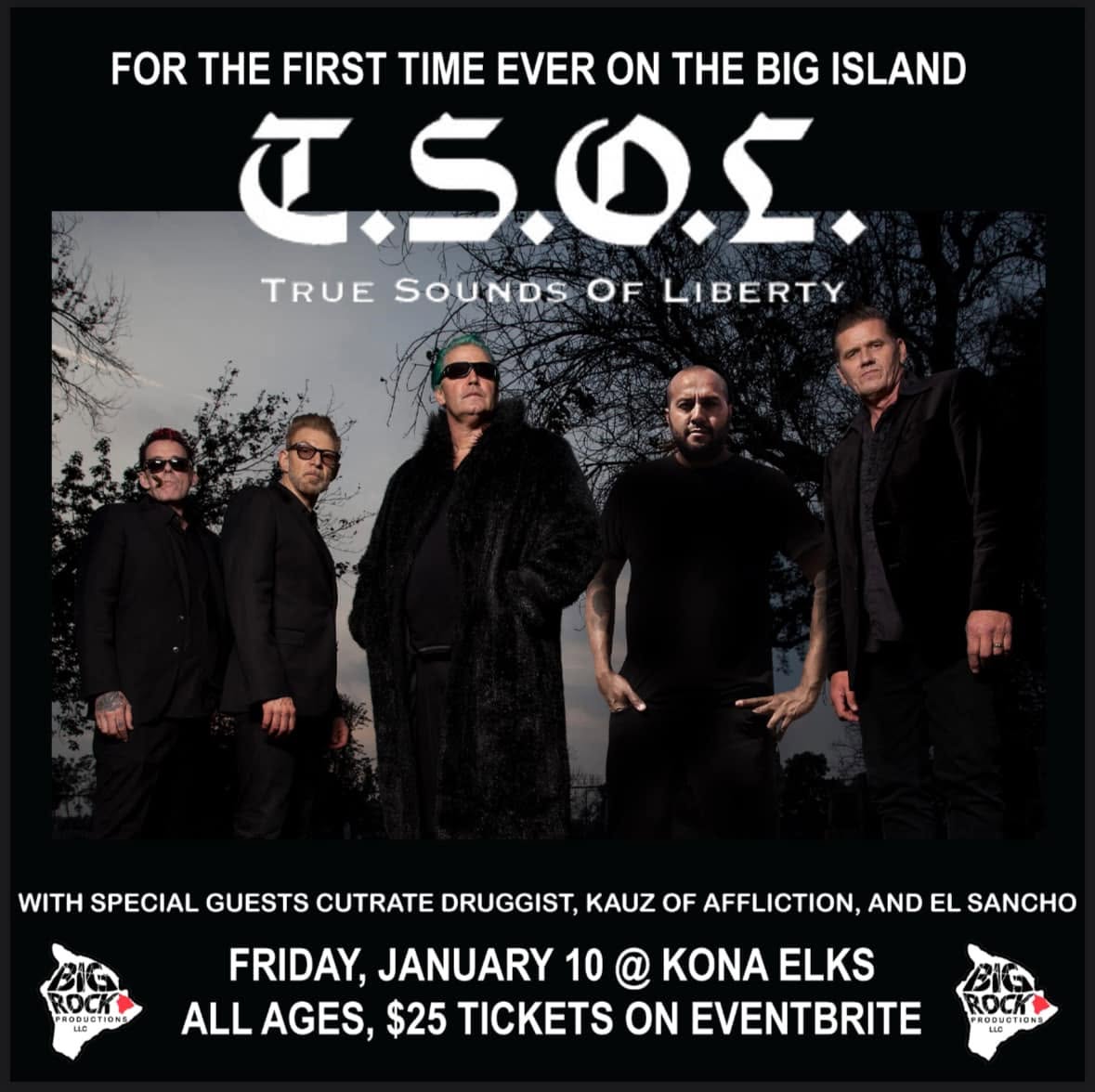 Flyer for TSOL, Cut-Rate Druggist, KOA, El Sancho show