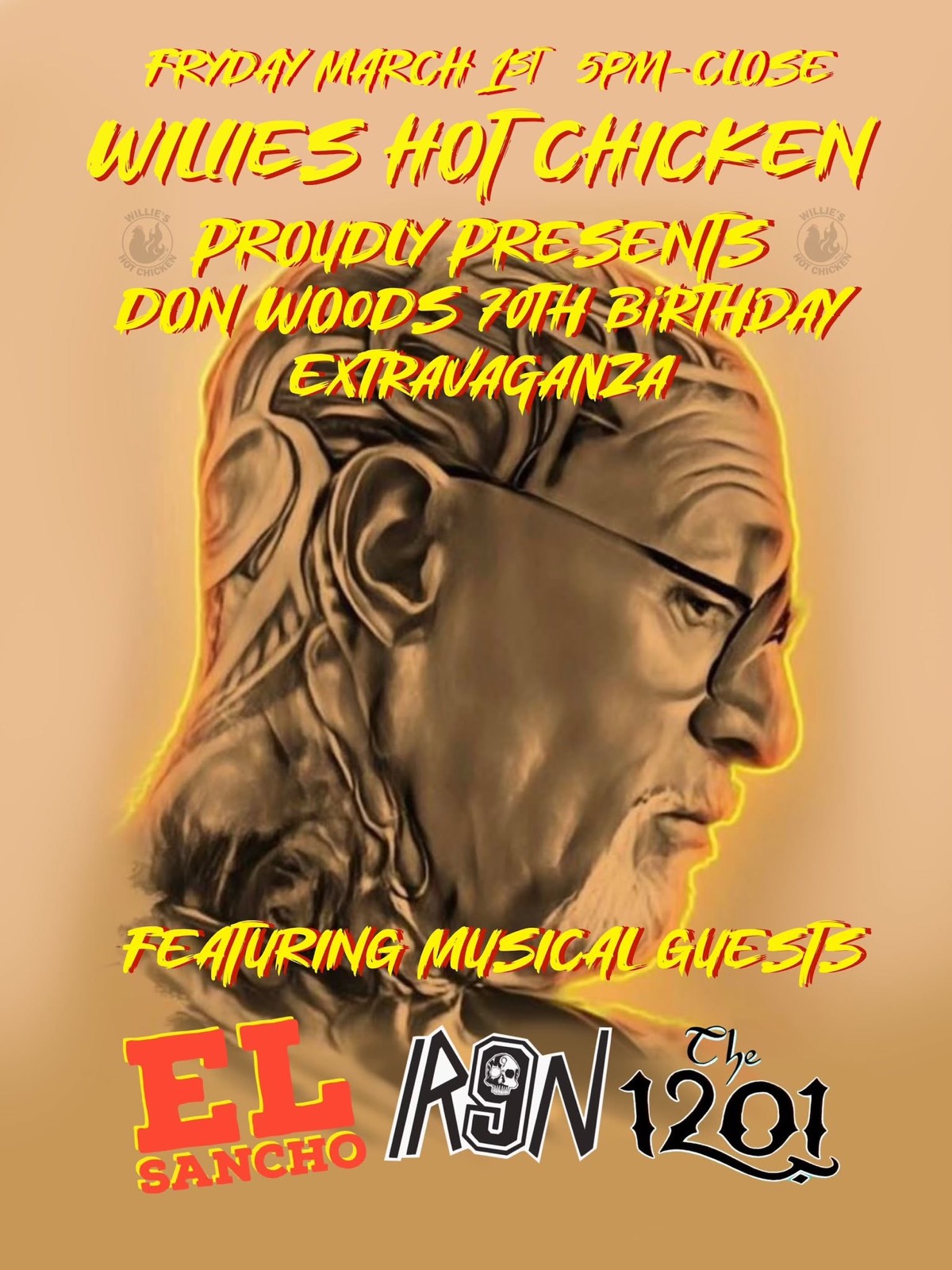 Flyer for Don's 70th Birthday Bash show
