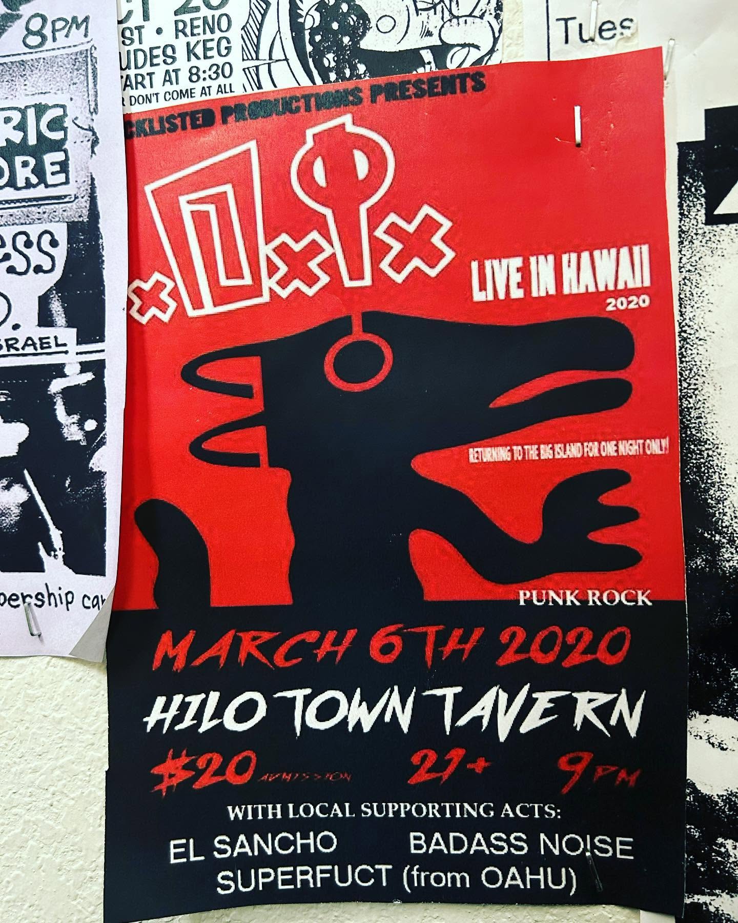 Flyer for Hilo Town Tavern show