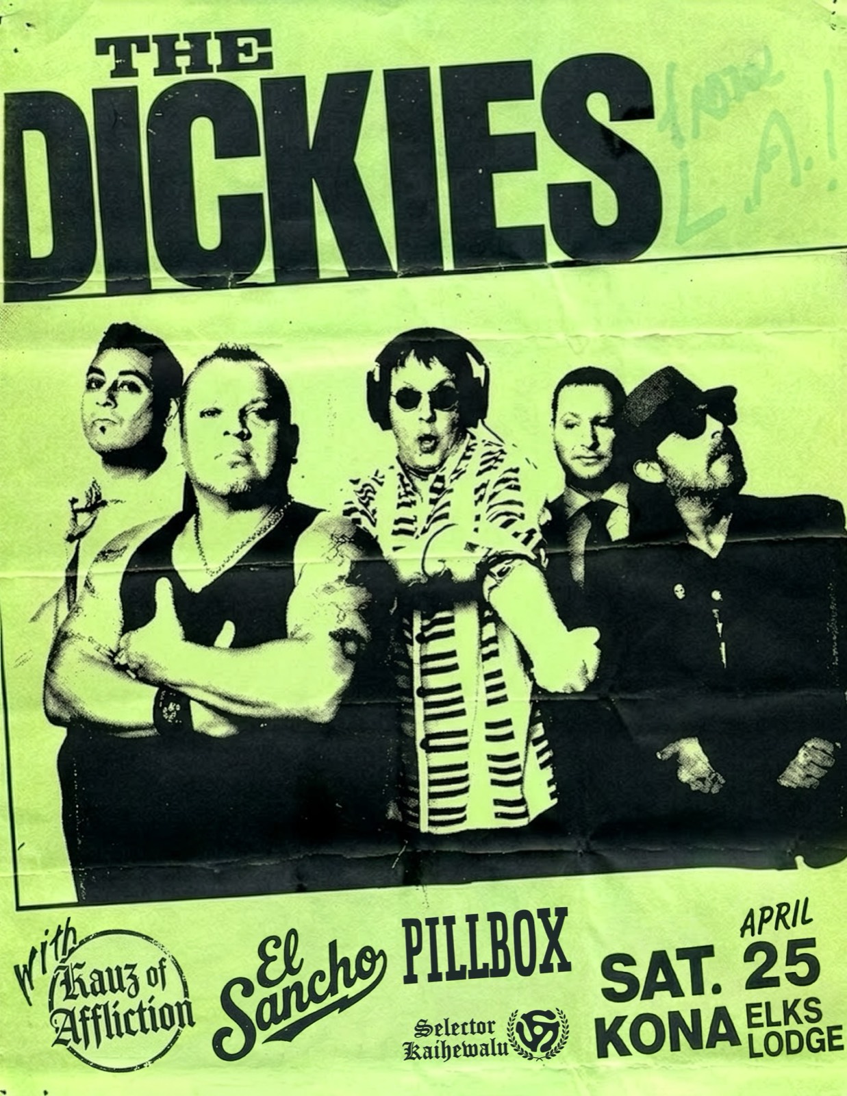 Flyer for The Dickies live in Kona show