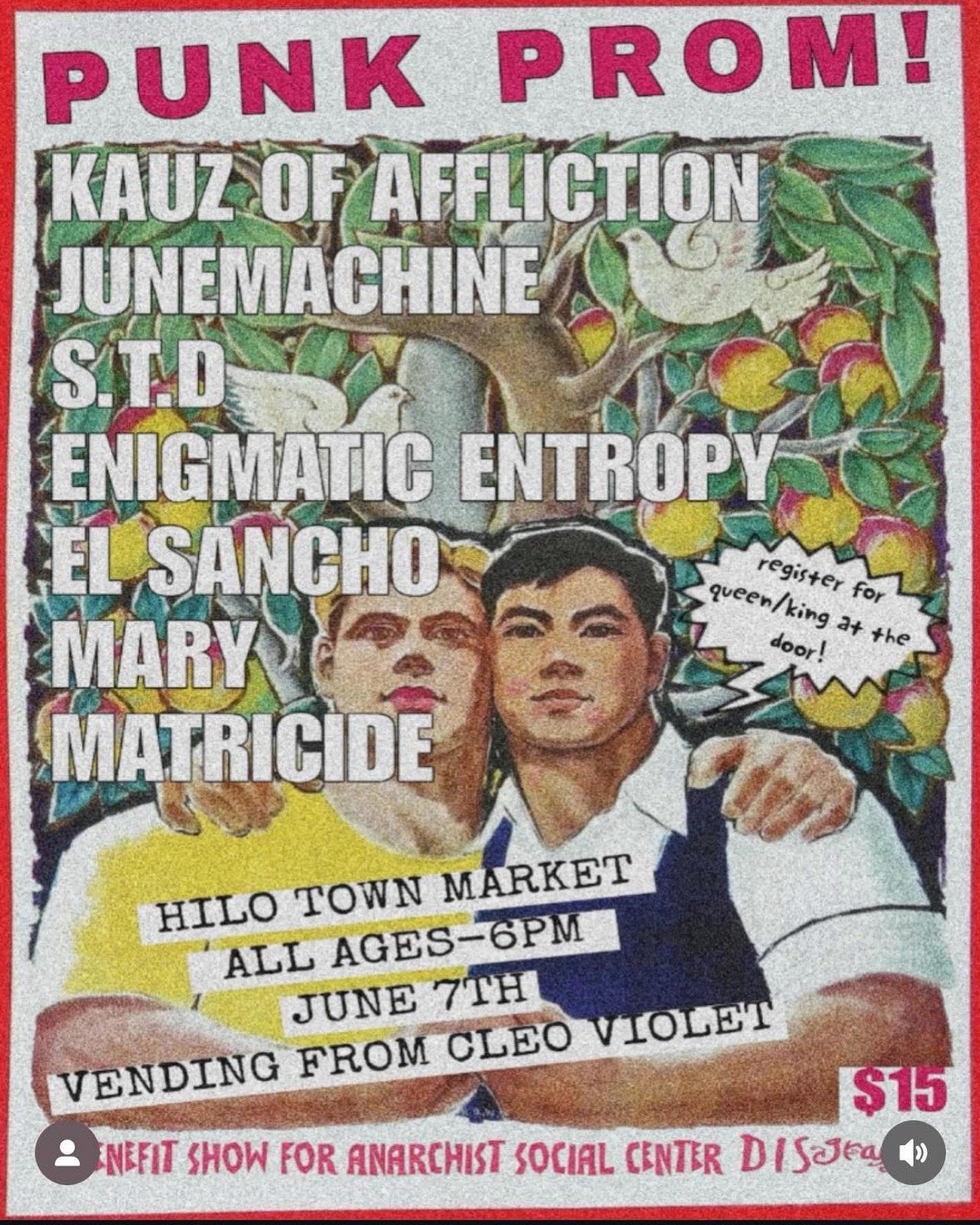 Flyer for Punk Prom in Hilo show