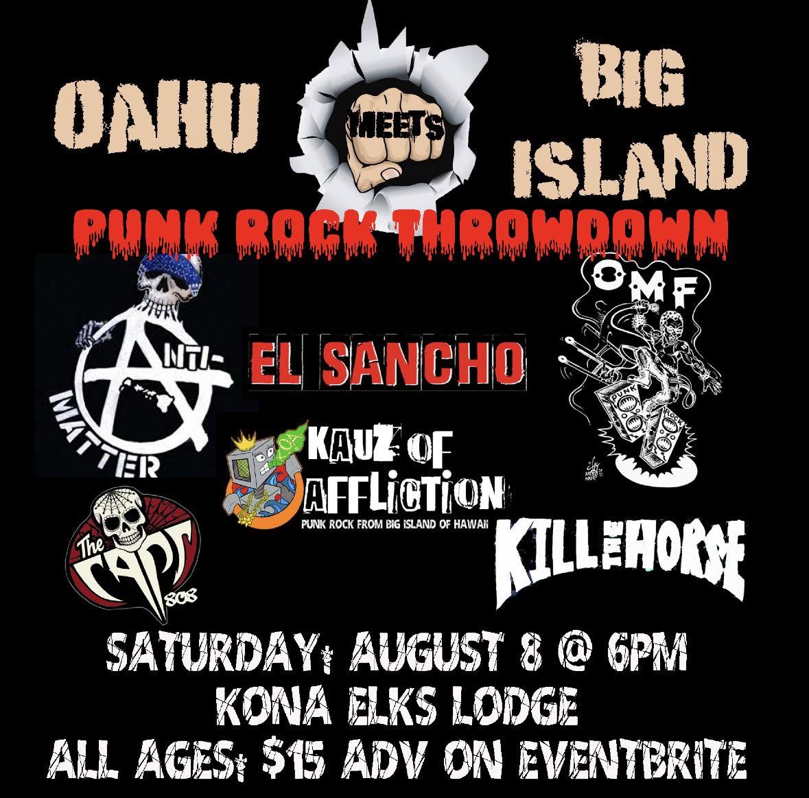 Show flyer for Punk Rock Throwdown: Oahu Meets the Big Island