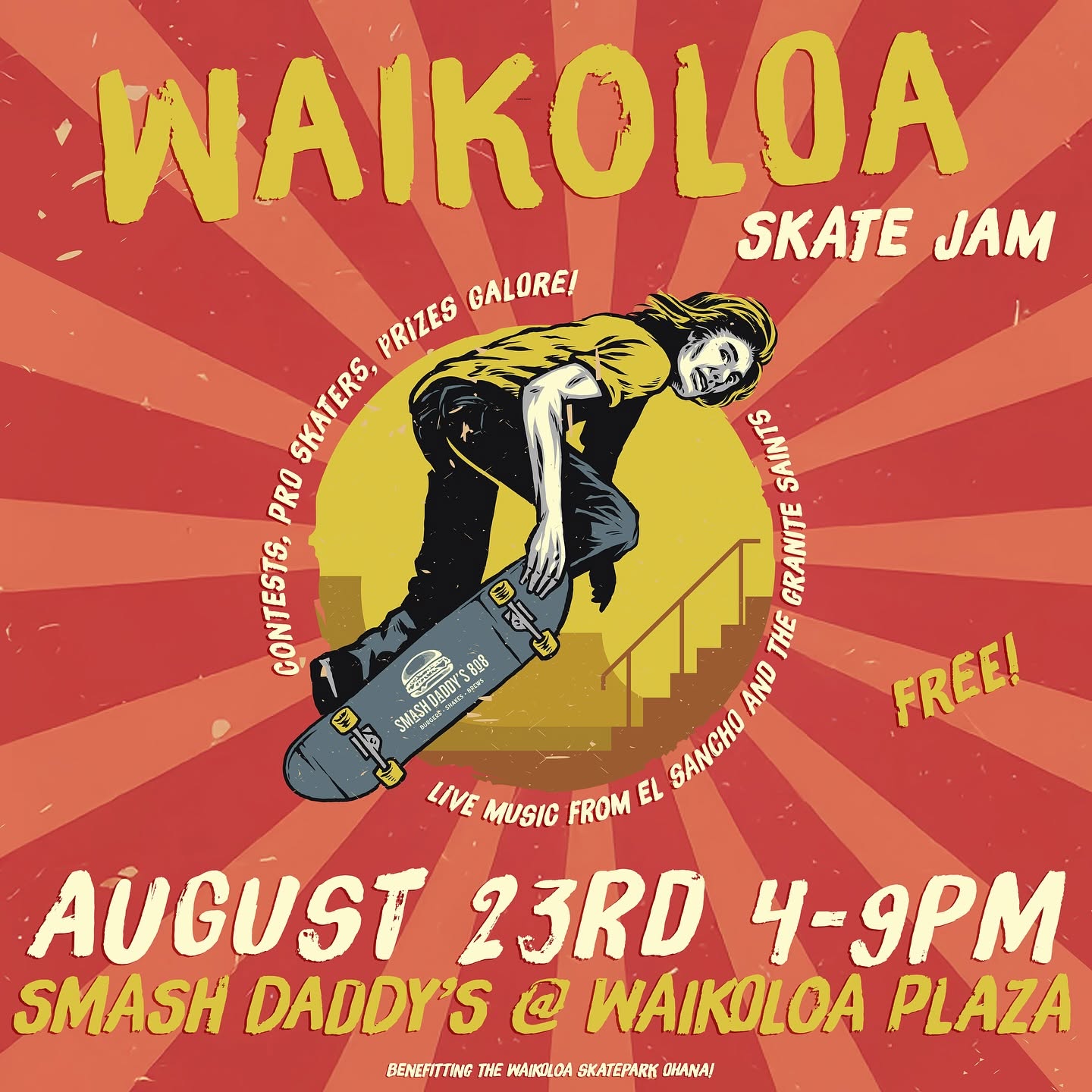 Flyer for Waikoloa Skate Jam -  Skateboarding and Music Event show