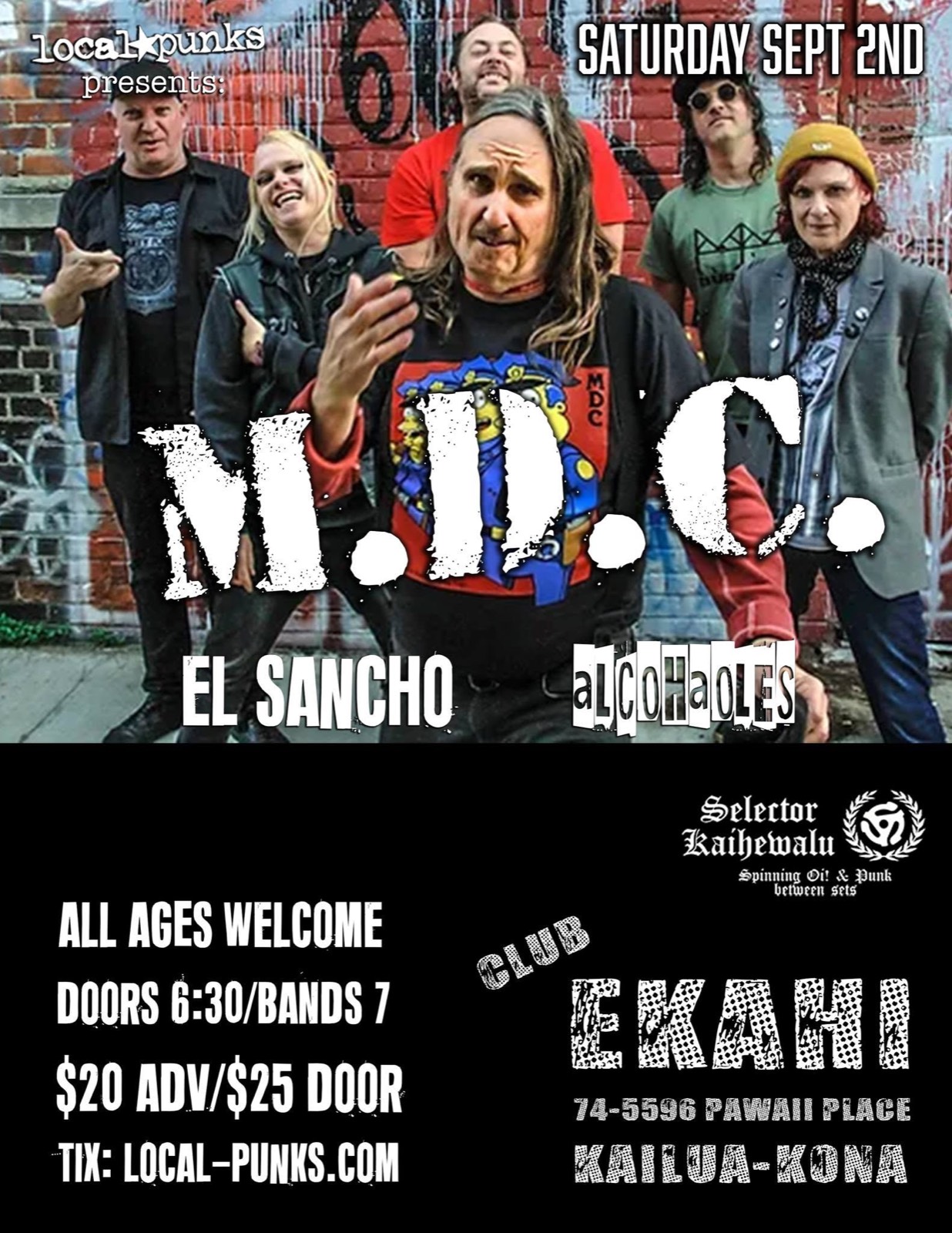 Flyer for MDC, El Sancho, Alcohaoles show