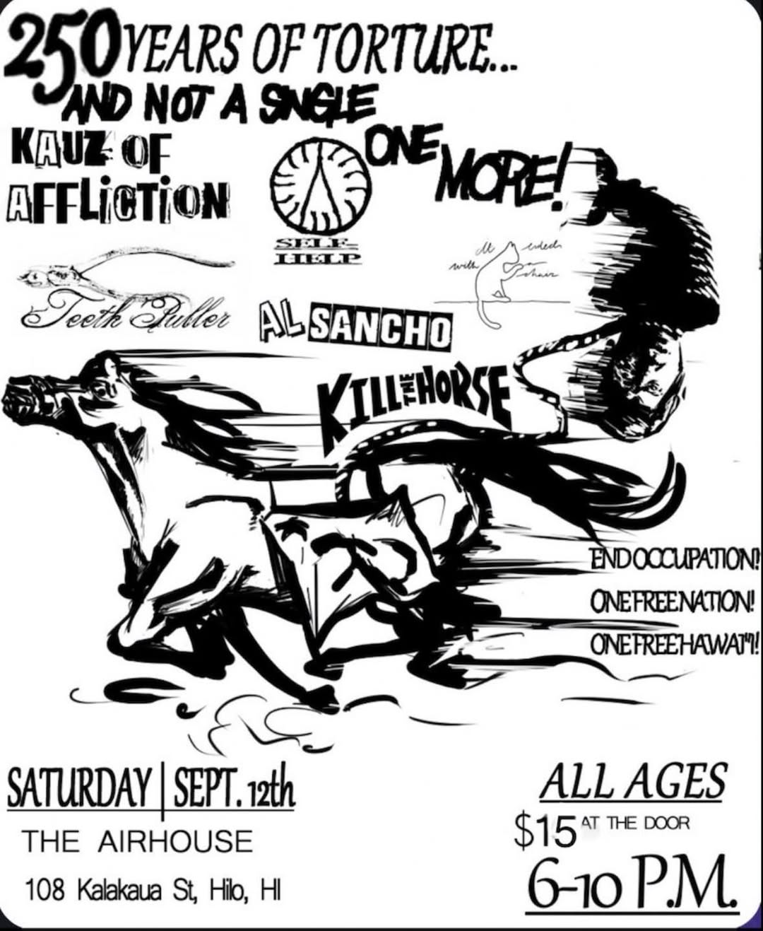 Show flyer for Punks Against Trump! With KOA, Kill The Horse, Teeth Puller, Al Sancho (acoustic) + more