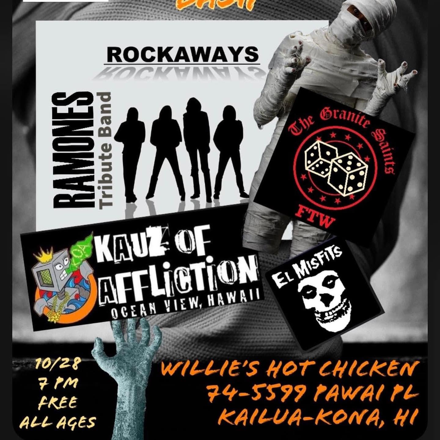 Flyer for Halloween with the Ramones, Misfits and more! show