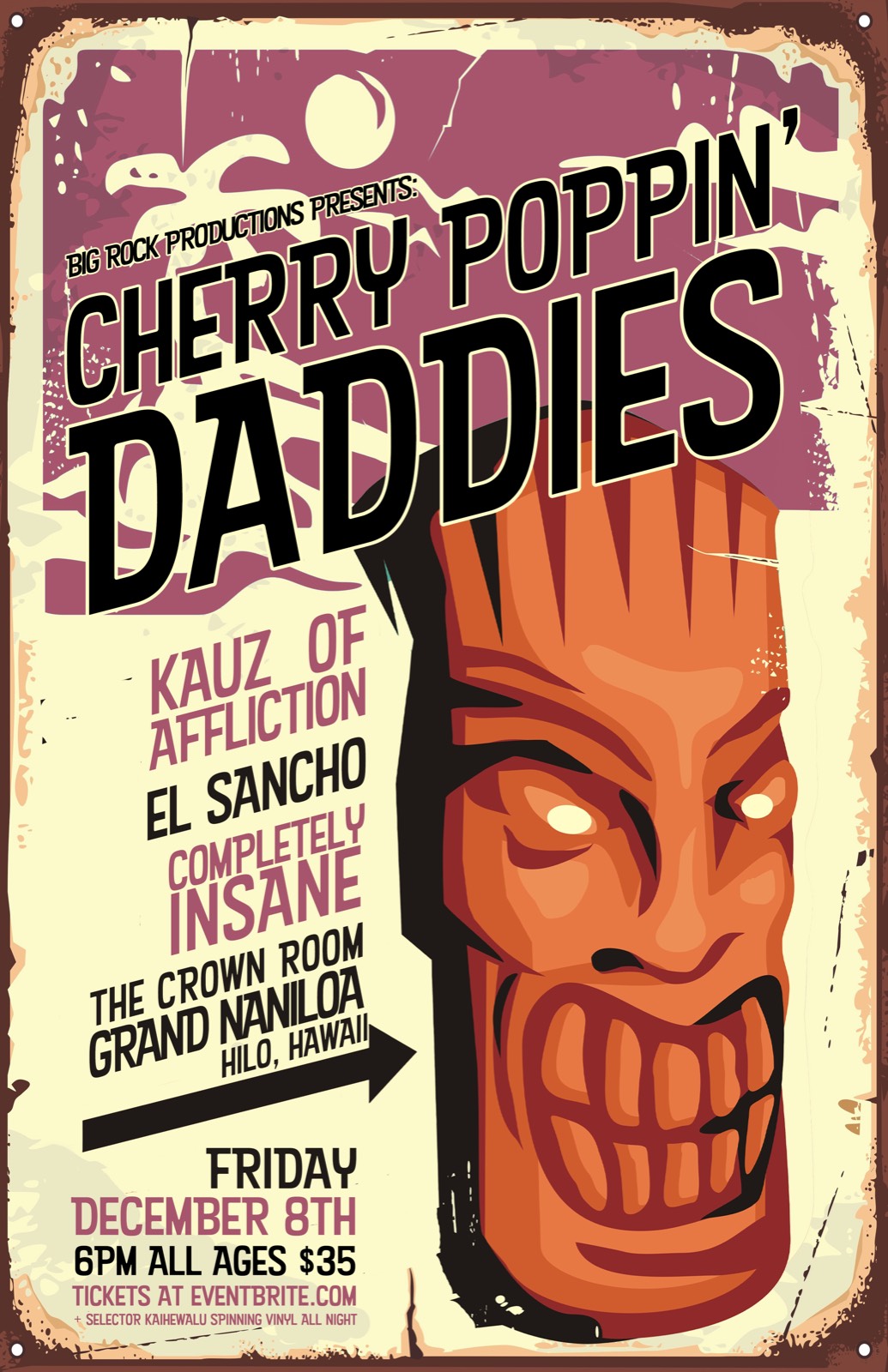 Flyer for Cherry Poppin' Daddies, Kauz of Affliction, El Sancho, Completely Insane show